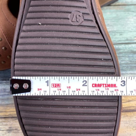 Josef Seibel Womens Size 6-6.5M Ballet Flat Shoe Brown Leather Studded Cap Toe - Picture 9 of 13